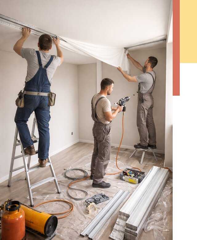 Монтаж натяжного потолка в студии в Кызыле от 5704 руб. — быстро и недорого | ОТДЕЛОЧНИК-Кзл