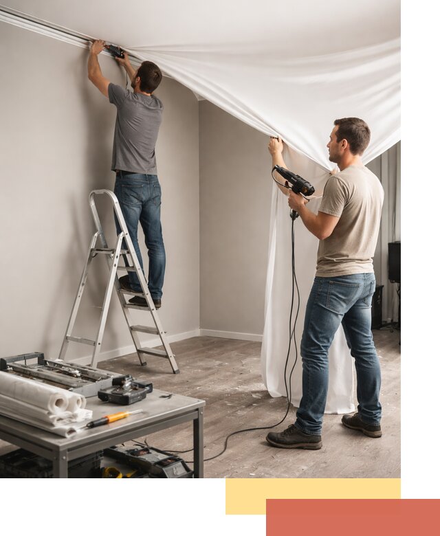 Монтаж натяжного потолка в студии в Кызыле