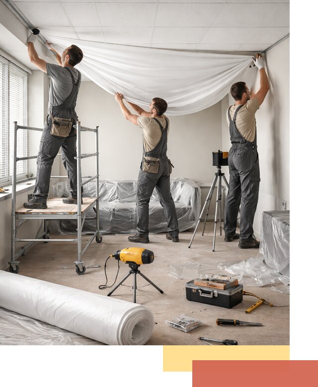 Монтаж натяжного потолка в офисе в Кызыле