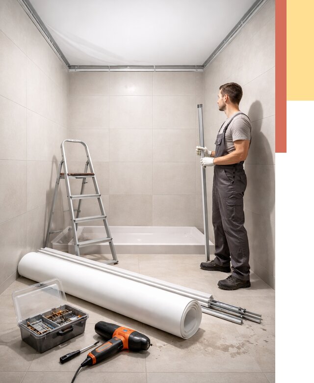 Монтаж натяжного потолка в санузле в Кызыле от 1919 руб. — ОТДЕЛОЧНИК-Кзл