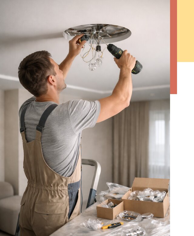 Установка люстры в натяжной потолок в Кызыле от 1245 руб. | Быстро и недорого — ОТДЕЛОЧНИК-Кзл