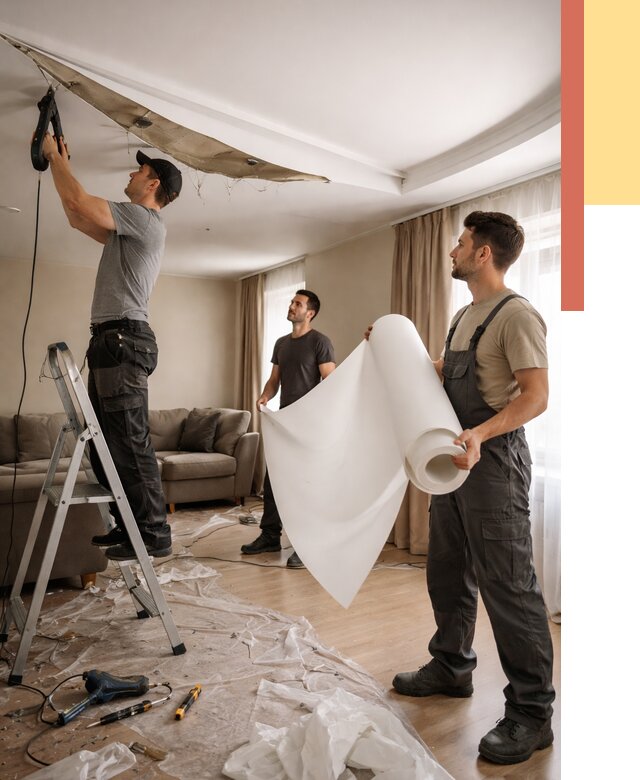 Замена полотна натяжного потолка в Кызыле от 9852 руб. быстро и недорого | ОТДЕЛОЧНИК-Кзл