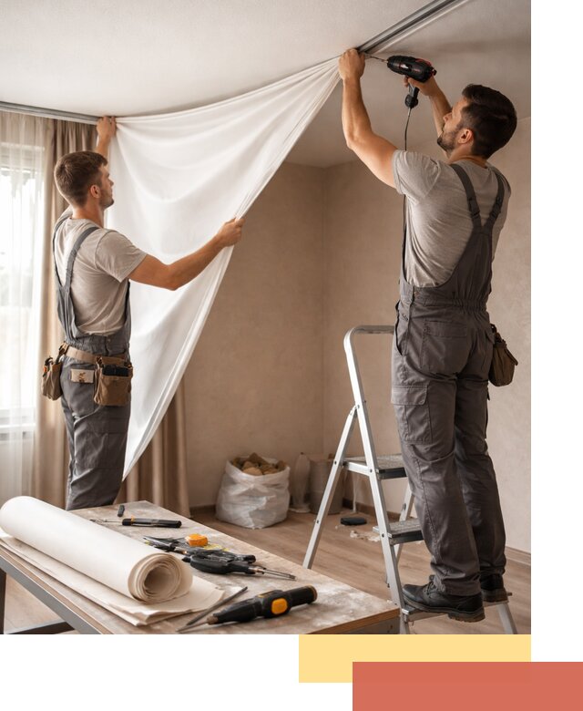 Замена полотна натяжного потолка в Кызыле быстро и качественно