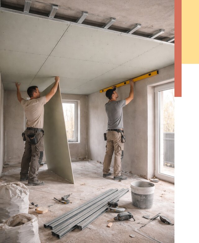 Одноуровневый потолок из гипсокартона в Кызыле от 778 руб. — монтаж под ключ | ОТДЕЛОЧНИК-Кзл