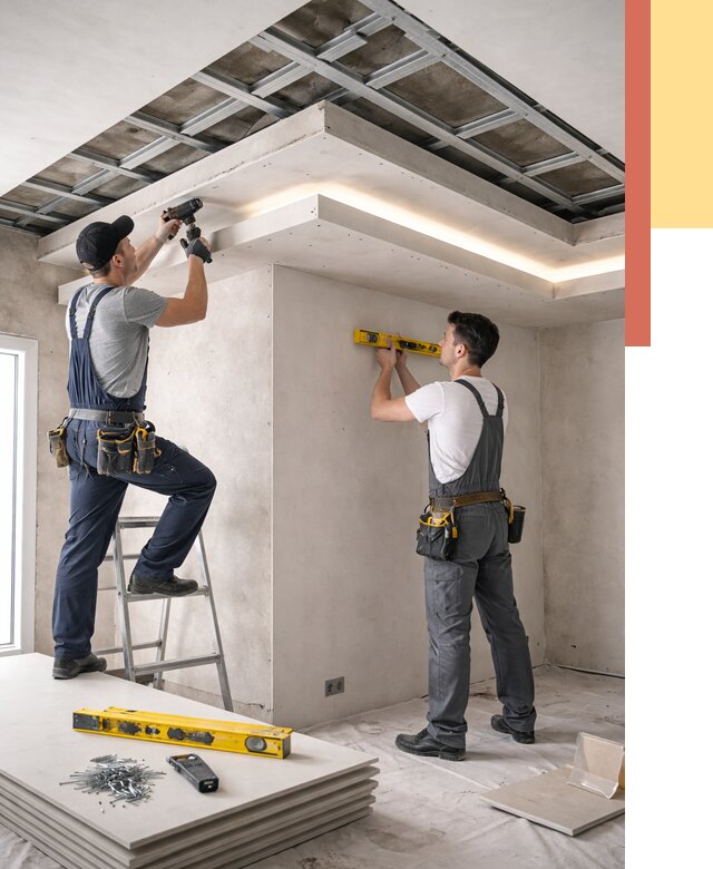 Двухуровневый потолок из гипсокартона в Кызыле от 1504 руб. под ключ | ОТДЕЛОЧНИК-Кзл