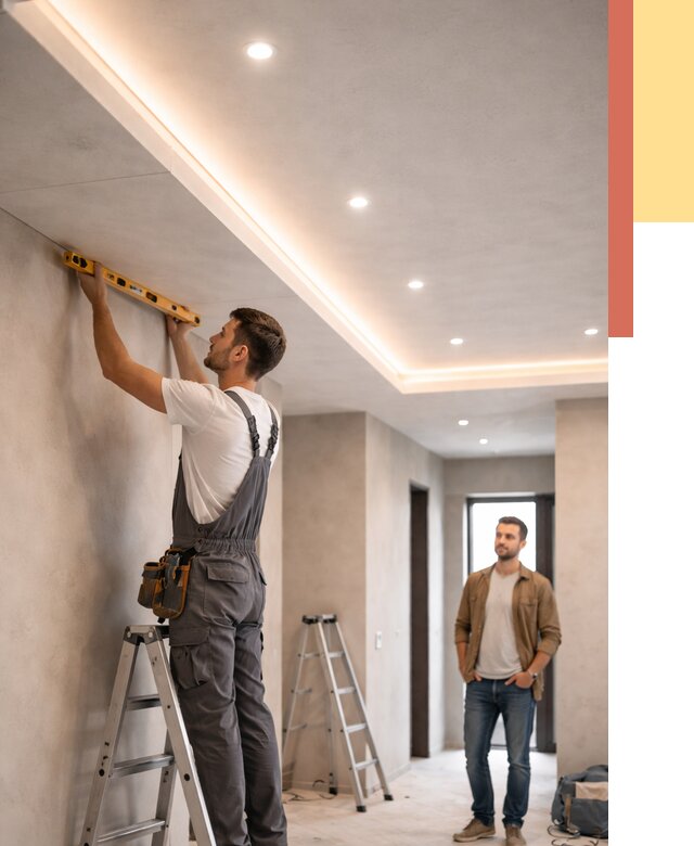 Потолок из гипсокартона с подсветкой в Кызыле от 778 руб./м2 под ключ | ОТДЕЛОЧНИК-Кзл