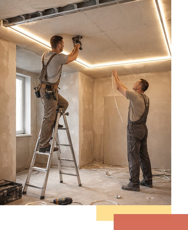 Потолок из гипсокартона с подсветкой в Кызыле