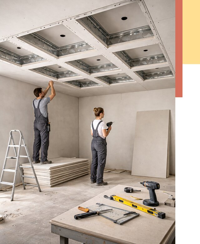 Кессонный потолок из гипсокартона в Кызыле от 1919 руб. — монтаж и под ключ | ОТДЕЛОЧНИК-Кзл