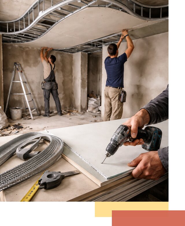 Криволинейный потолок из гипсокартона в Кызыле — монтаж и отделка