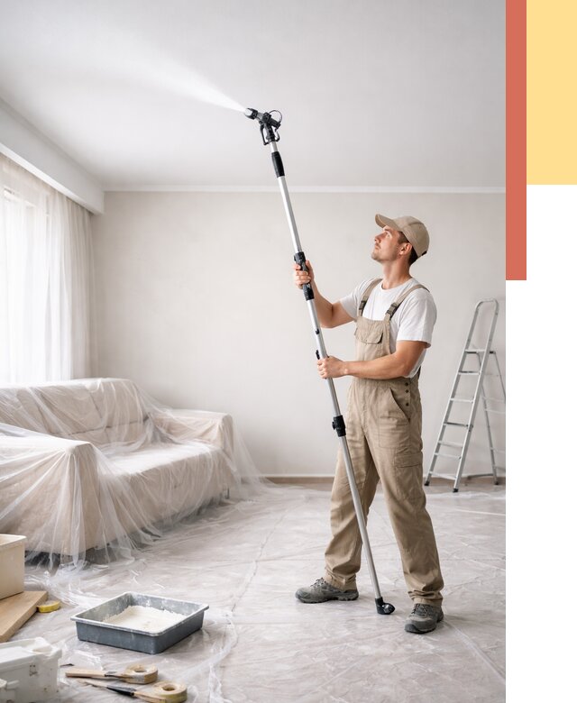 Покраска потолка краскопультом в Кызыле от 4667 руб. быстро и недорого | ОТДЕЛОЧНИК-Кзл