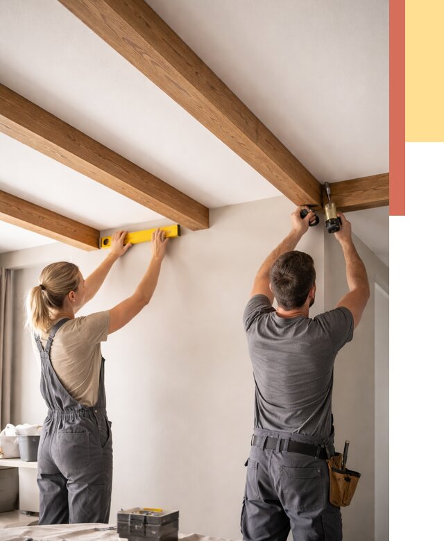 Монтаж декоративных балок на потолок в Кызыле от 4356 руб. — ОТДЕЛОЧНИК-Кзл